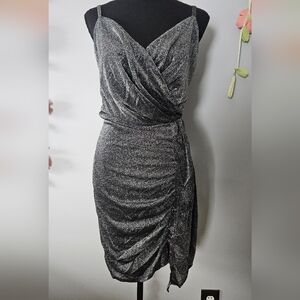 NWT BCX Metallic Drape Front Mini Dress Plus Size 2X